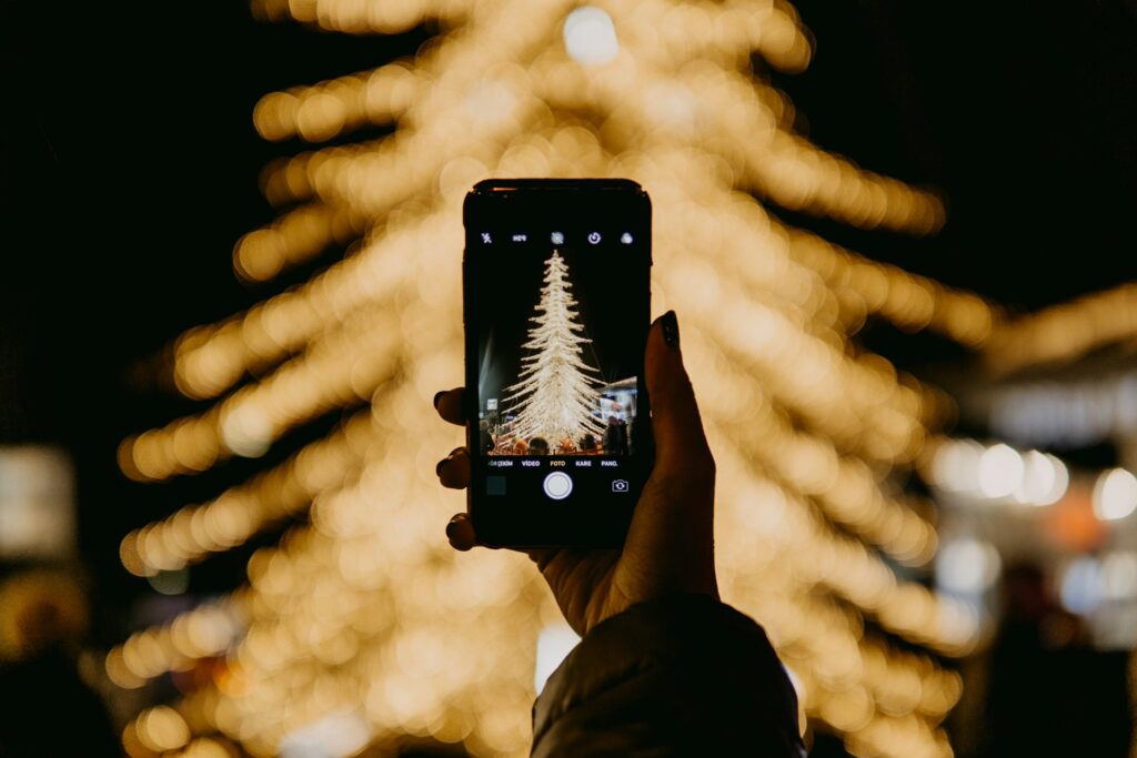 A Christmas tree display